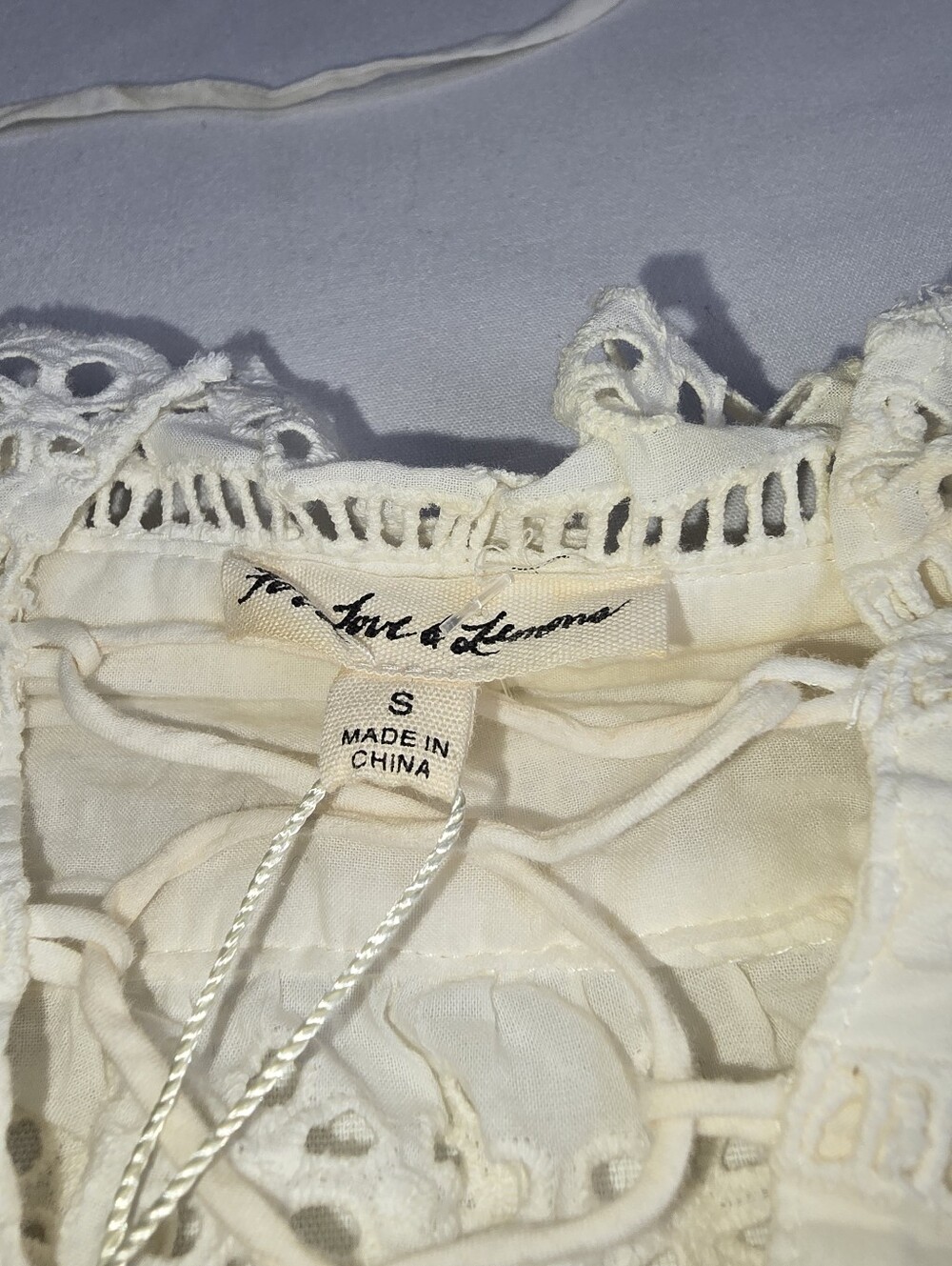 New For Love & Lemons Annabelle Crop Top featuring intricate white eyelet - Picture 2 of 3